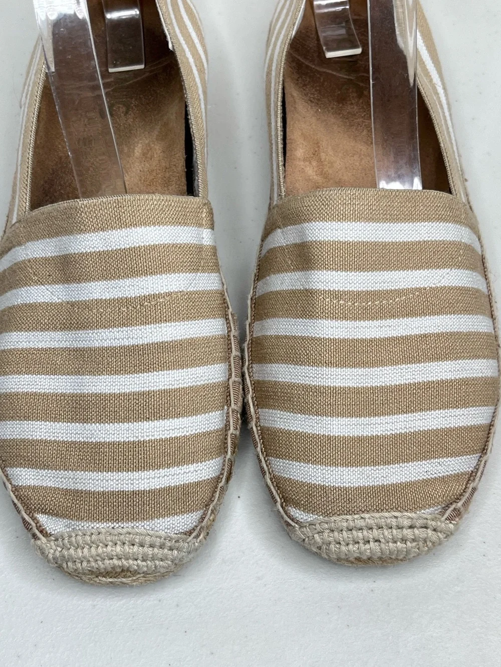 Vionic Valeri Sand Striped Nautical Coastal Resort Espadrille Flats Sz 9